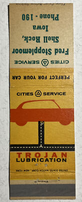 Vintage Matchbook Cover Cities Service Fred Stopplemoor - Shell Rock, Iowa
