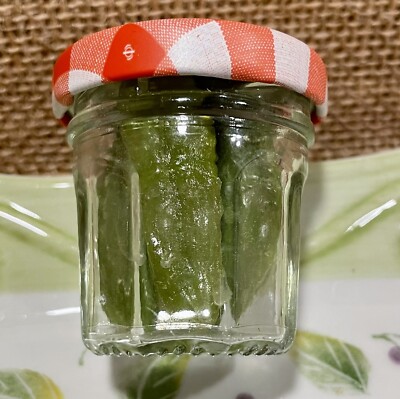 Fake Faux Food MINI JAR OF BABY CUCUMBER PICKLES Farmhouse Kitchen Display PROP