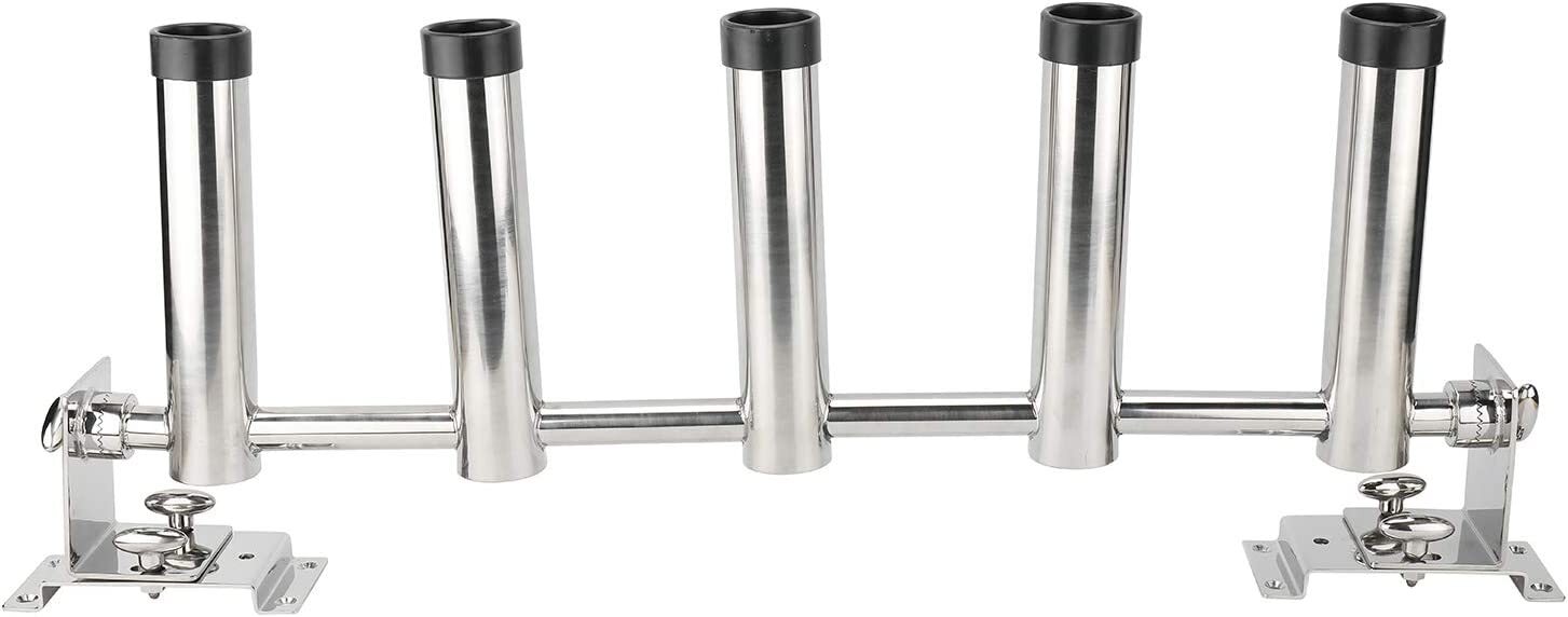 5 Tubes Fishing Rod Rack Adjustable Stainless Steel Boat Pole Rod