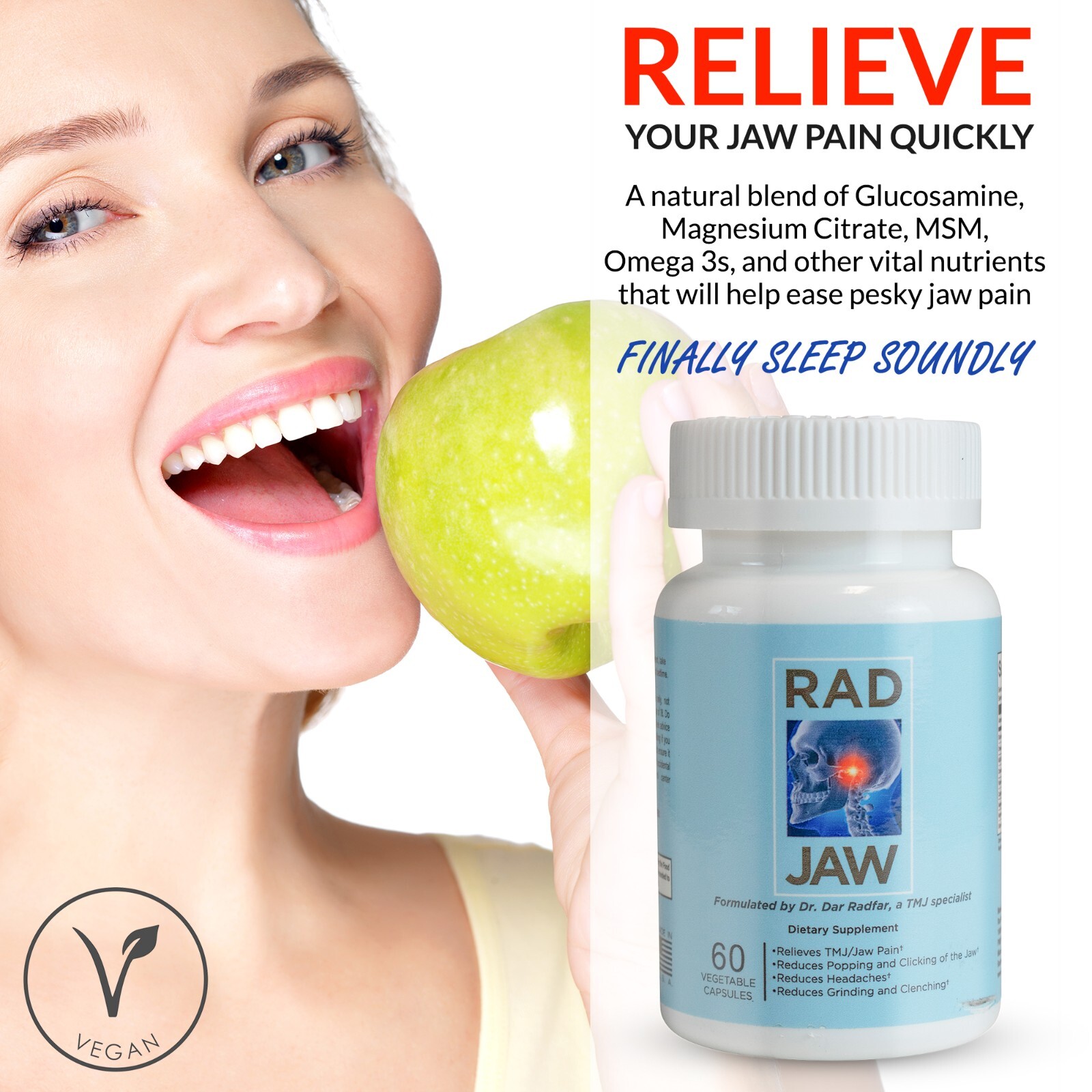 Jaw Pain Teeth Grinding TMJ Pain Relief Reduces Popping Clicking on the