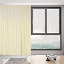 Beige Room Divider Curtain For Spa School Nursery Privacy Curtain With Mesh Top