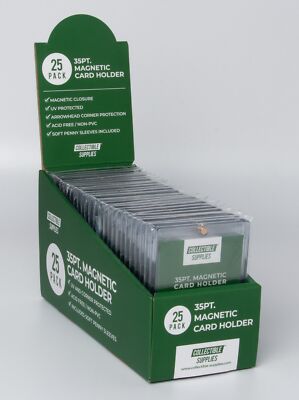 Collectible Supplies 35pt Magnetic One Touch Card Holders - Holds Sleeved Card - cS-MH35S (Box of 25 Each) Soft Sleeves Included Collectible Supplies 35pt Magnetic One Touch Card Holders - Holds Sleeved Card - cS-MH35S (Box of 25 Each) Soft Sleeves Included
