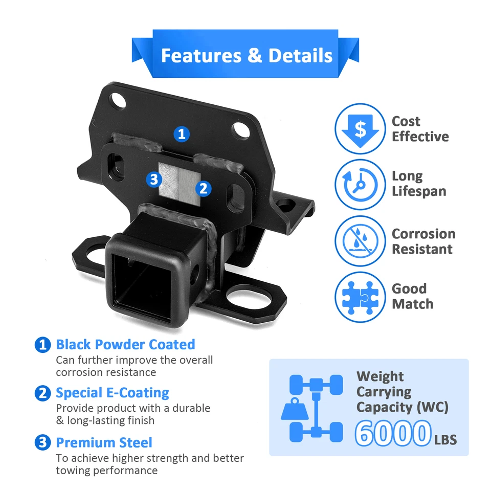 Receptor de enganche de remolque trasero de 2"" para Toyota 4runner 2003-2024 Foto 2 de 4