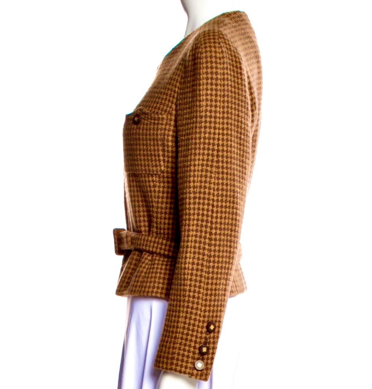 Chanel Vintage 1996 Brown Tweed Jacket 38 40 42 6 8 10 Coat Top Black Belt L M thumbnail 9