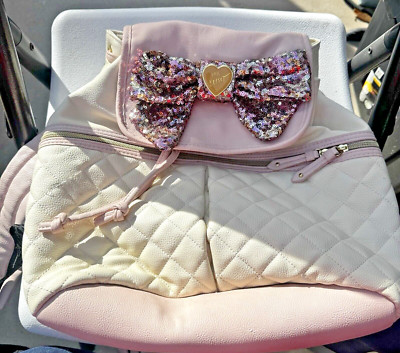 NWOT XOX Betsey Johnson Backpack Quilted Cream & Pink w  display picture 2