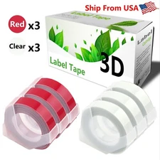 (3Red+3Clear) LabelTape Fit For Dymo 1595GY Dymo 20008CP Label Makers