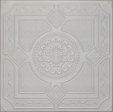 Decor Ceiling Tile R30 Lima Glue-up Foam 20"X20" Light Silver Pack/8