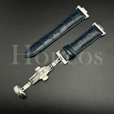 Genuine Leather Alligator Watch Strap Fits for Tissot PRX Clasp Adapter D/Blue
