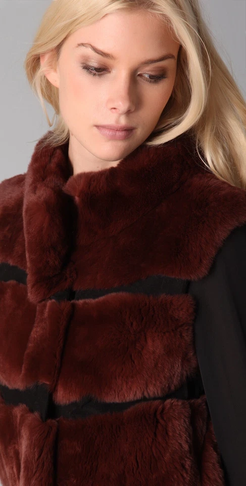 $975.00 Nuevo sin Etiquetas Diane Von Furstenberg DVF Chaleco de Piel y Gamuza Abrigo Talla Grande L NUEVO Foto 3 de 4