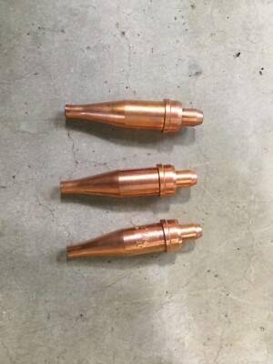 3 Genuine OEM Victor 1-101 Oxygen Acetylene Cutting Tips, Sizes 0, 00, & 000