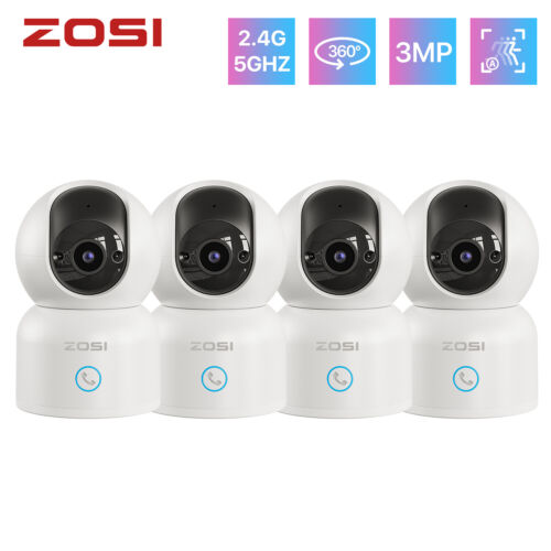 ZOSI 360° Innen Funk Überwachungskamera 2.4G/5GHZ 2K Baby Kamerax4 Auto Tracking - Bild 1 von 11