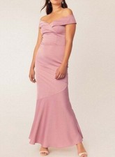 EX OASIS LADIES PALE PINK BARDOT SLINKY MAXI DRESS NEW (ref 404) SALE