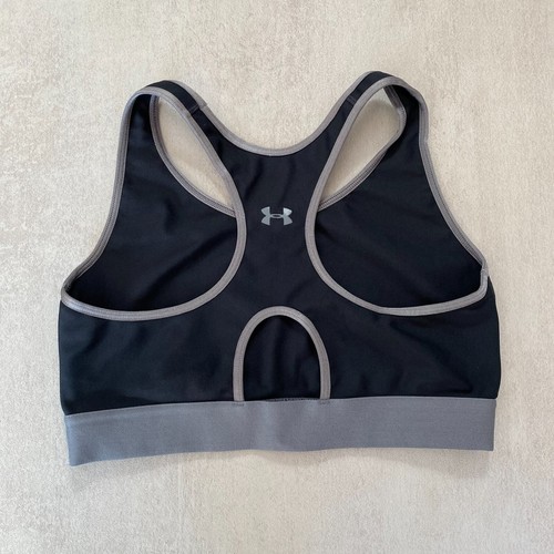 Under Armour Womens Sports Bra Sz L 38" Chest Black Grey Gym Top Racerback - Picture 2 of 6
