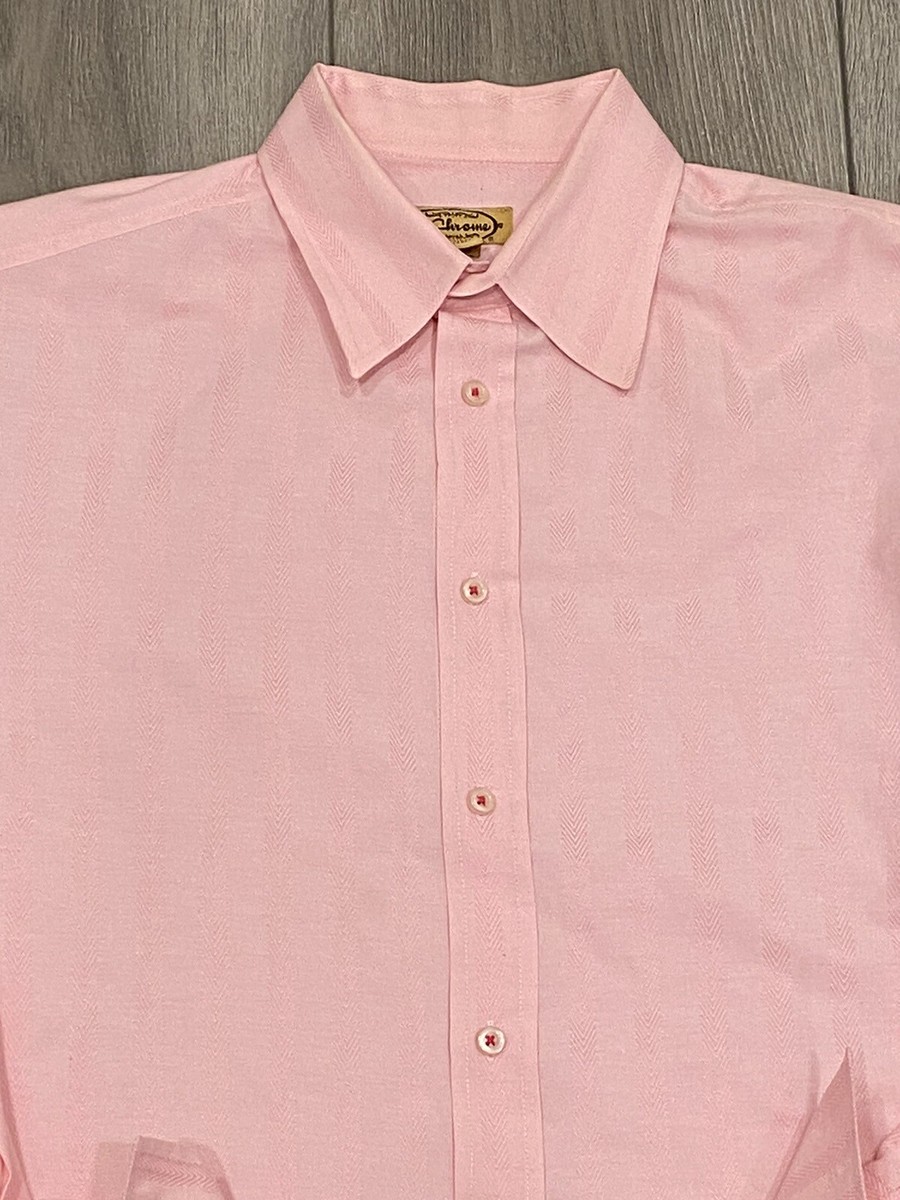 Y. Chrome Button Up Long Sleeve Shirt French Cuff Sz Large Pink