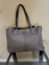 Tory Burch Large Gray Leather Tote Shoulder Handbag,Cond.is V.Gd