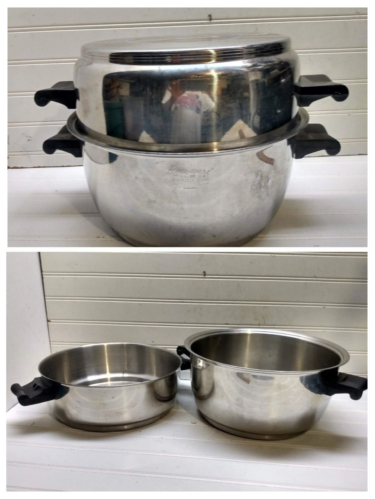 Rena Ware Stockpot 6 Qt 3-Ply Stainless Dutch Oven Fry Pan 4 Qt Dome Skillet Lid
