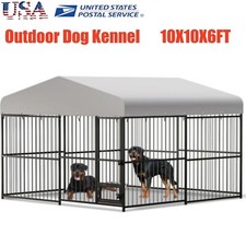 10X10X6FT Heavy Duty Dog Cage with Roof Large Outdoor Dog Kennel Safety Locks US