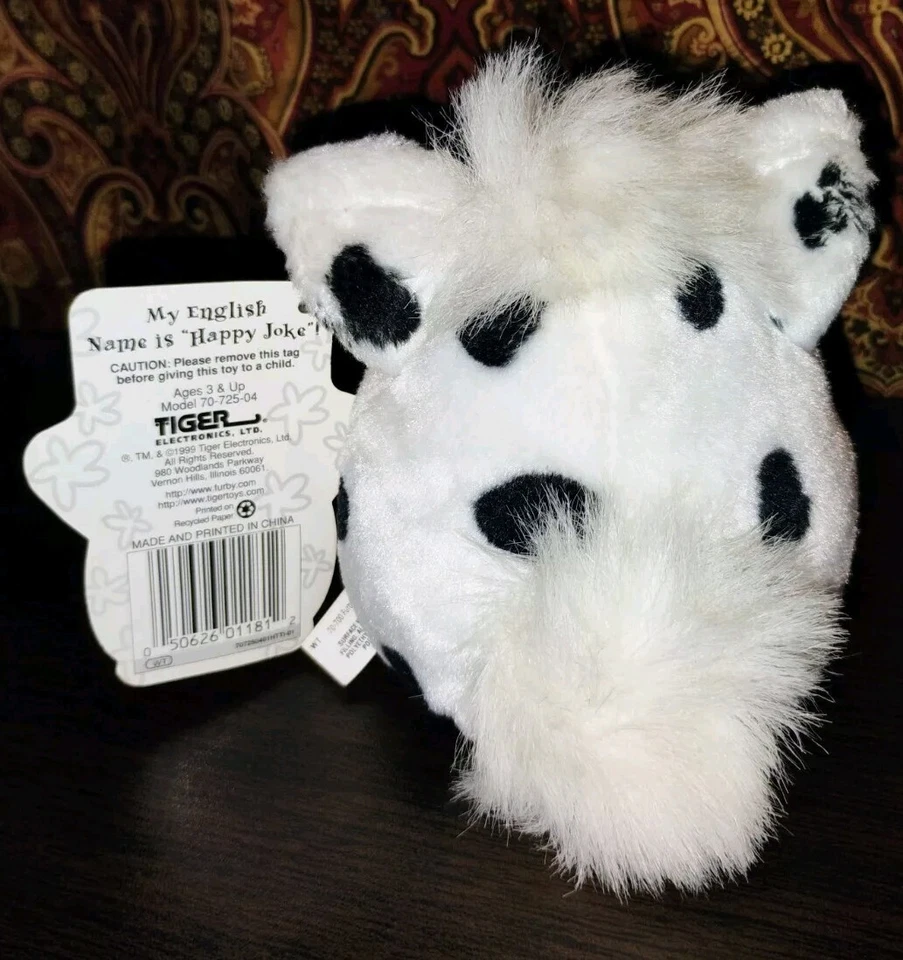 Pelúcia Furby Buddies "Piada Feliz" Branco com Manchas Pretas Bicho de Pelúcia 1999 Novo (A - Imagem 3 de 4