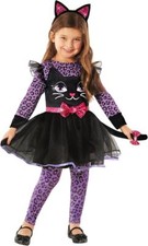 Kids Purple Cat Costume Toddler Girls Cute Animal Halloween Dress Ears Leggings