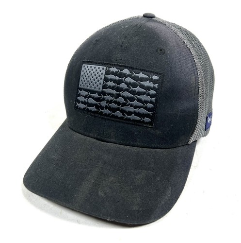 Columbia PFG Mütze Kappe amerikanische Flagge L/XL Unisex Mesh Flexfit - schwarz grau