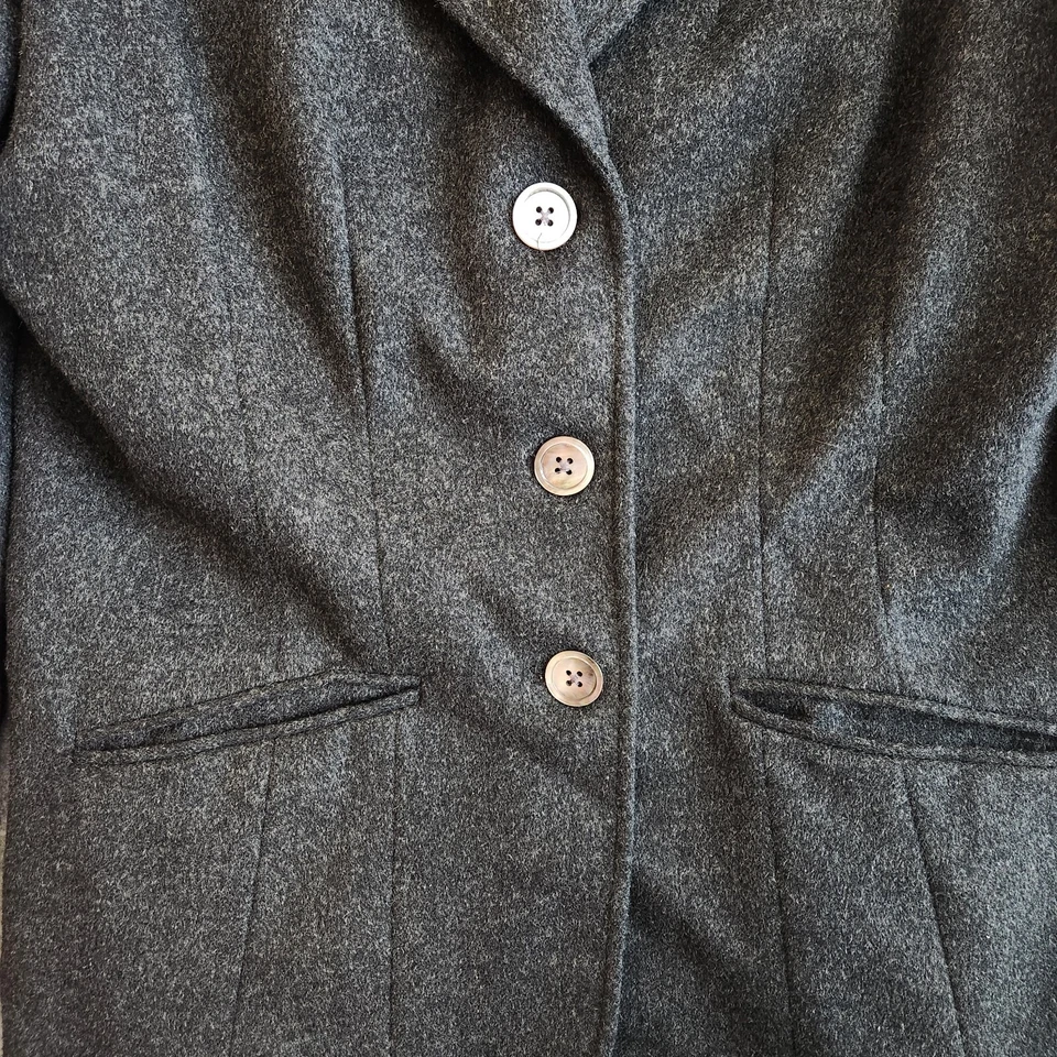VTG Eddie Bauer Blazer Wool Angora Blend Women's M Dark Gray Career Office - Image 4 of 4