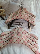 Set Of 4 Beautiful Antique, Designer, Fabric Covered, Wood Hangers, High Quality