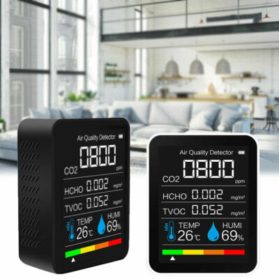 CO2 Messgerät 5in1 Luftqualität Temperatur Meter HCHO TVOC Detektor Feuchtigkeit