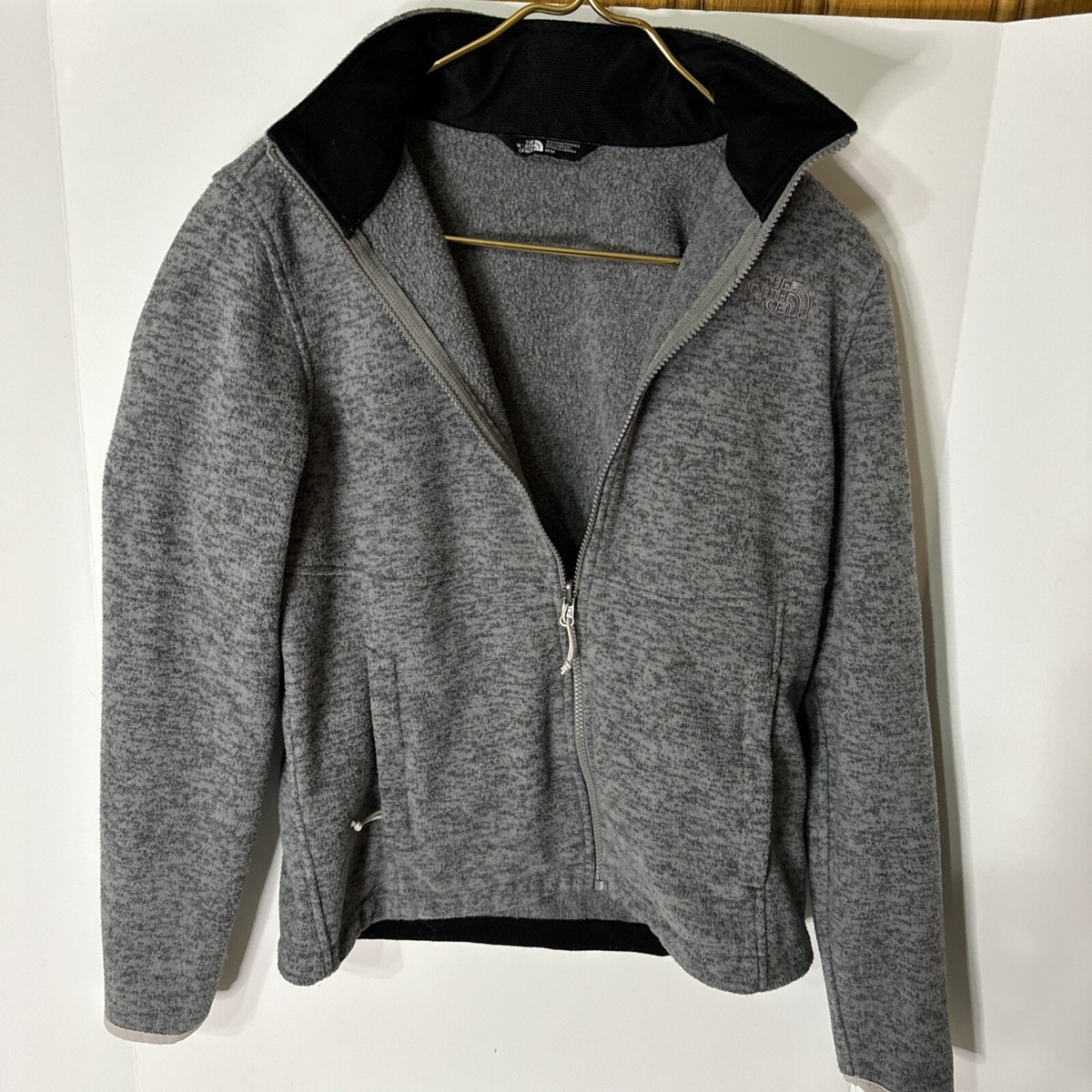 North Face Heather Grey Full Zip Soft Fleece Jacket Size Medium