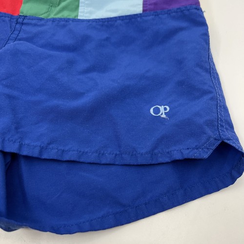 Vintage OP Ocean Pacific Blue Rainbow Stripe Board Shorts Swim Trunks Kids B61 - Picture 4 of 17