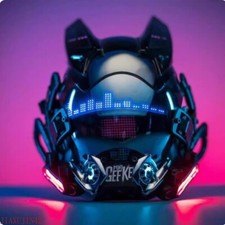 Cyberpunk Fotogeeker Mask Helmet Glow LED Cosplay Halloween Mecha Tool Full Face