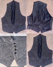 VTG 1900S 1920S 20 MENS SMALL BLACK DRESS WAIST COAT BUCKLE BACK VEST JACKET
