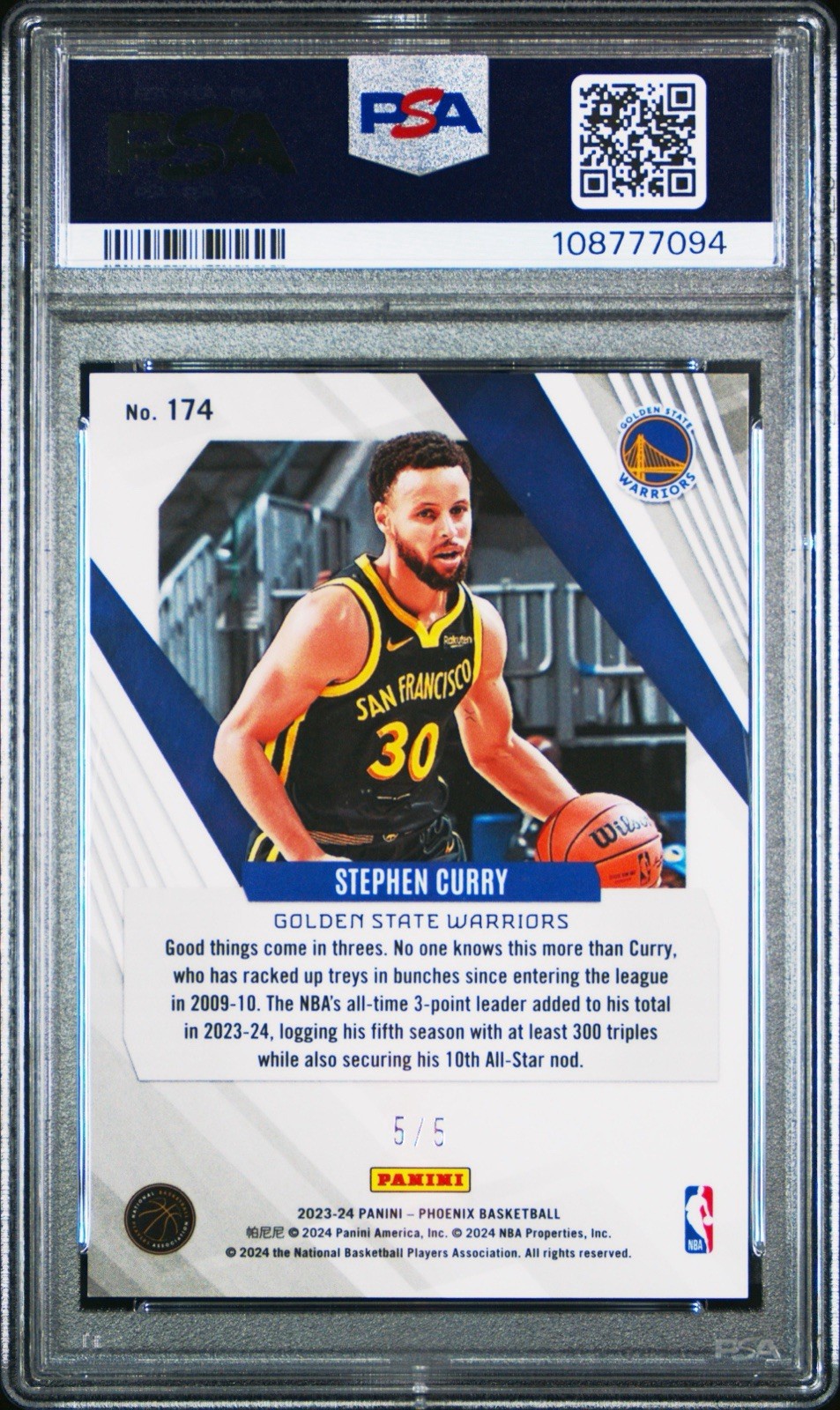 Stephen Curry 5/5 Green PSA 10 GEM MINT 2023 Phoenix #174 view 2