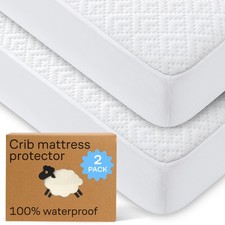 2 Pack White Niagara Crib 100 Waterproof Mattress Protector Viscose 52x28 Inch