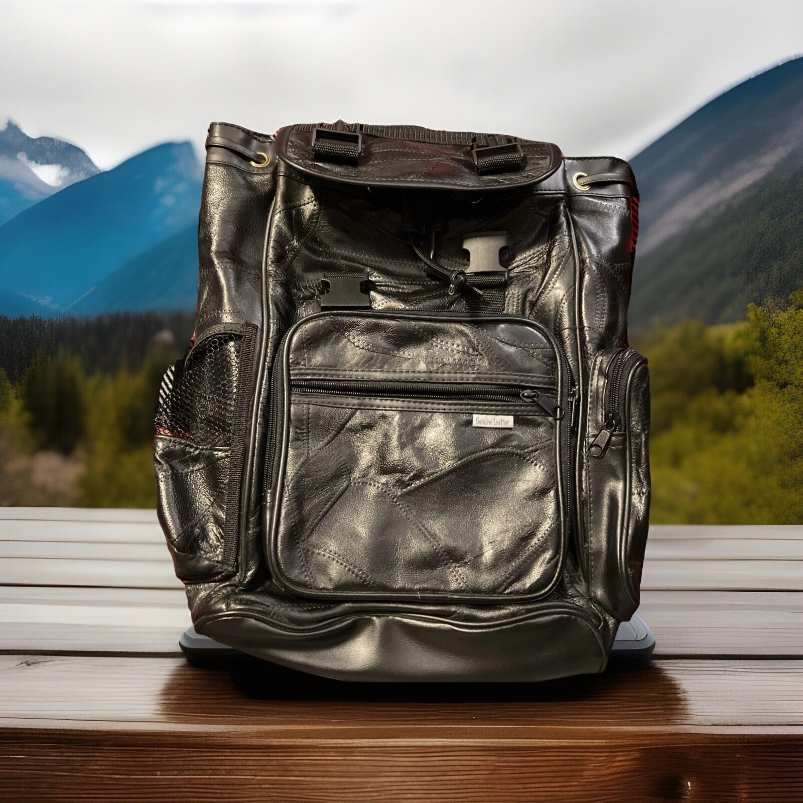 Leather Backpack Drawstring Top Unisex - image 1