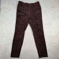 LOFT Curvy High Waist Skinny Corduroy Pants Brown Leopard Print Womens 30/10