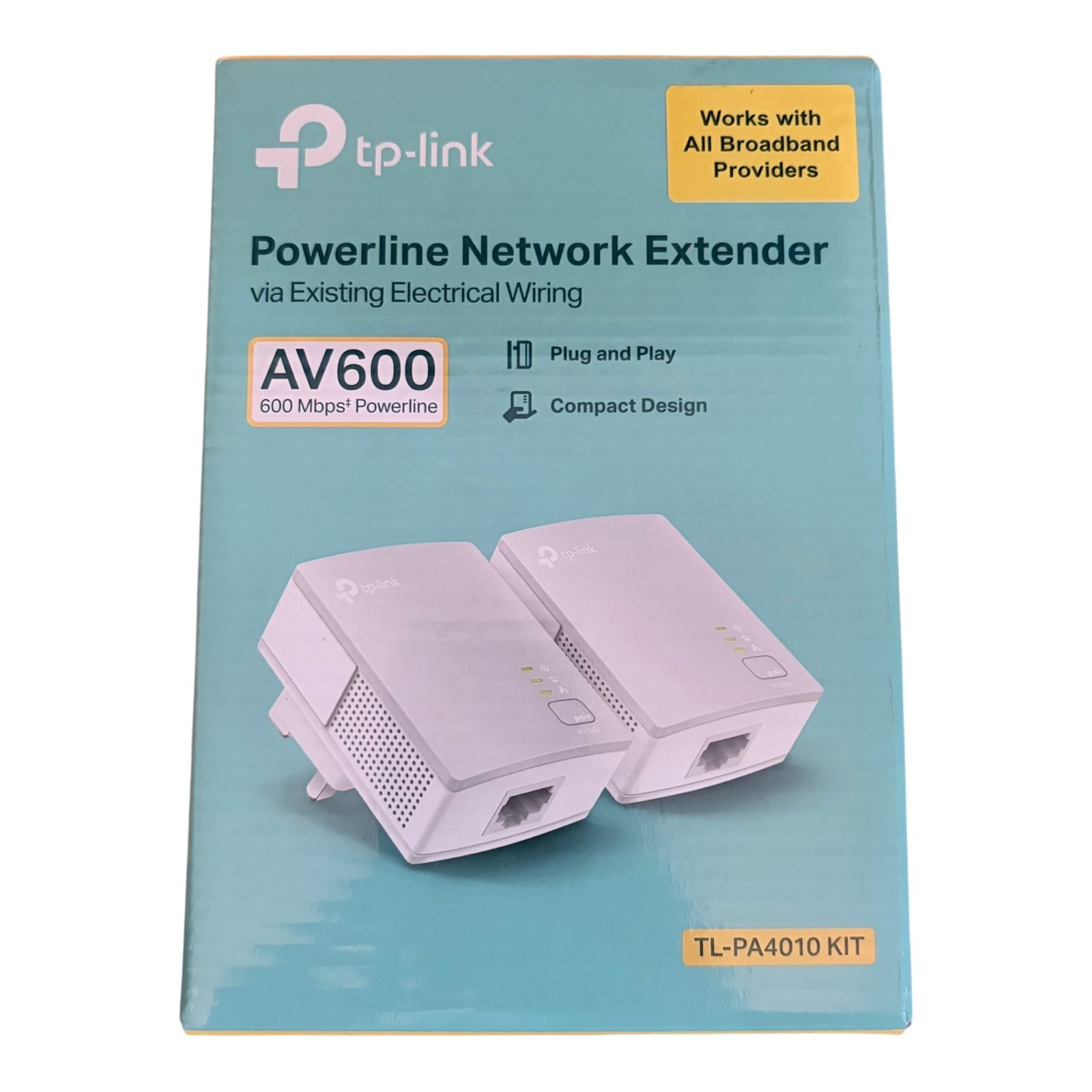 TP-Link TL-PA4010KIT AV600 Powerline Starter Kit 2 Adapters Ethernet