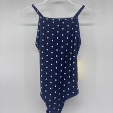 Girls Navy Polka Dot UPF 50 Swimsuit - Size 6-7 Kids Swimwear
