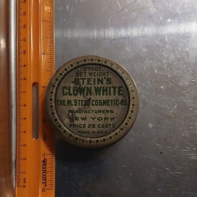 M. Stein Co Stein's Clown White Cosmetic Tin 3/4 oz Net Wt New York