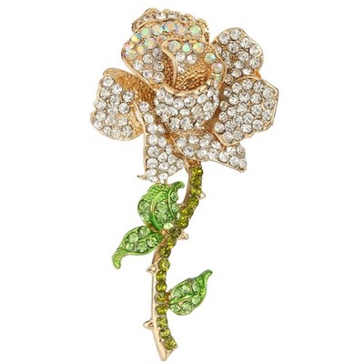 Women's Wedding Prom Accessories Corsage Austrian Crystal Blooming Rose Flower L