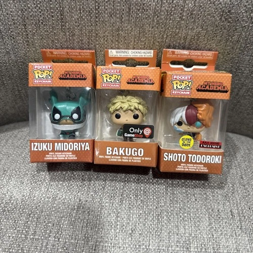My Hero Academia funko keychain set of 3 Shoto Todoroki, Izuku Midoriya, Bakugo