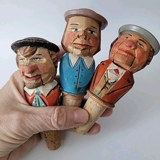 3 Anri Carved Wood Men Mechanical Jaw Dropping Bottle Stoppers