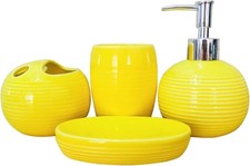 Bathroom Accessories Set 4 Piece Yellow Ceramic Bathroom Decor Accessory Set ...
