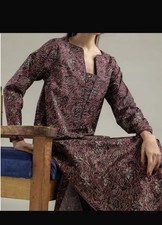 Khadi Burgundy Red Multi Shaded Printed