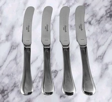 4 Christofle Acier Berry Flat Handle Butter Spreader Knife Set 6 1/2" Stainless