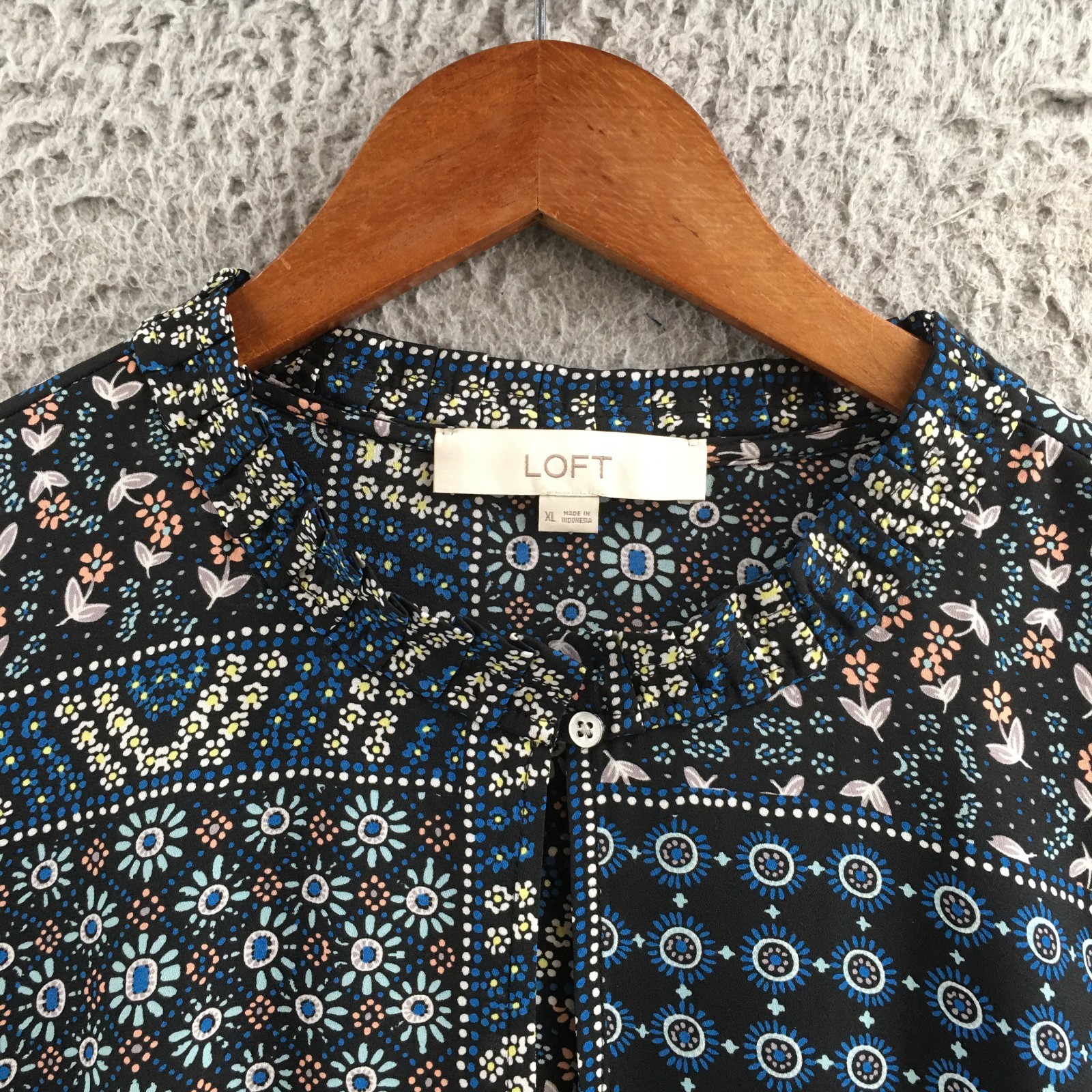 LOFT Boho Patchwork Print Blouse Tunic Top Womens… - image 3