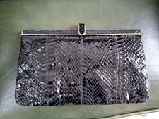 Jane Shilton crossbody clutch shoulder Snakeskin Python Black Bag Vintage 1970