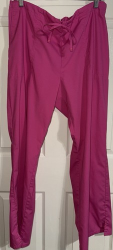 Code Happy Bliss Mid-Rise Drawstring Scrub Pants Large Pink 46002A