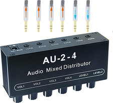 1/8" Aux Input Mixing 2 in 4 Channel Way Out Headset Box Headphone Amplifier