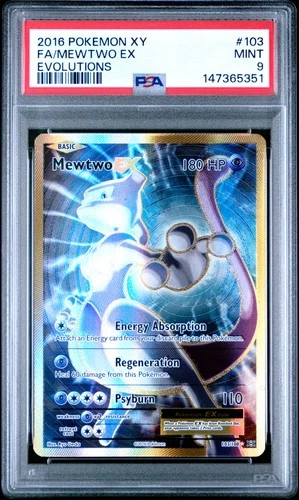 2016 POKEMON XY EVOLUTIONS #103 FULL ART/MEWTWO EX PSA 9