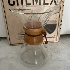 Vintage Chemex- Pyrex  9.5 Inch Coffee Carafe Green Stamped With Filters